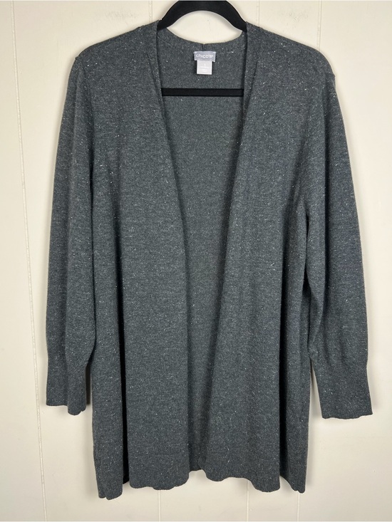 Chico's Sweaters - Chico's Dark Gray Open-Front Sparkle Cardigan Women’s Size XL (3)